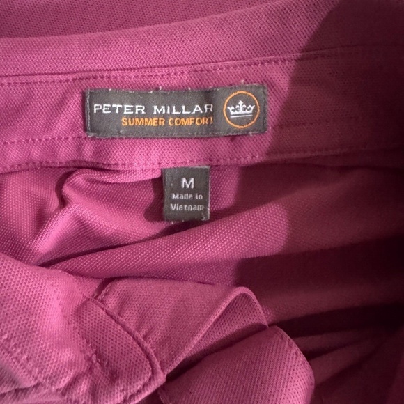 Peter Millar Shirt Mens Medium Pink Summer Comfort Polo Short Sleeve St Ives - Picture 3 of 4